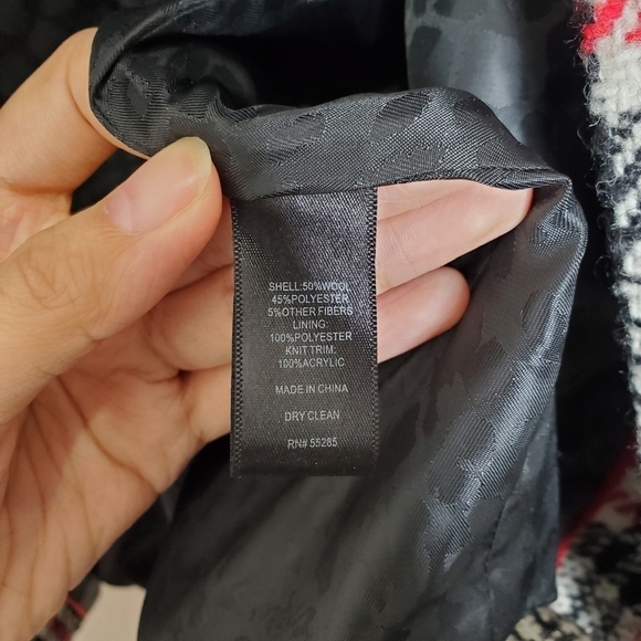 Express Plaid Ribbed Sleeves Wool Cocoon Jacket - Picture 14 of 14